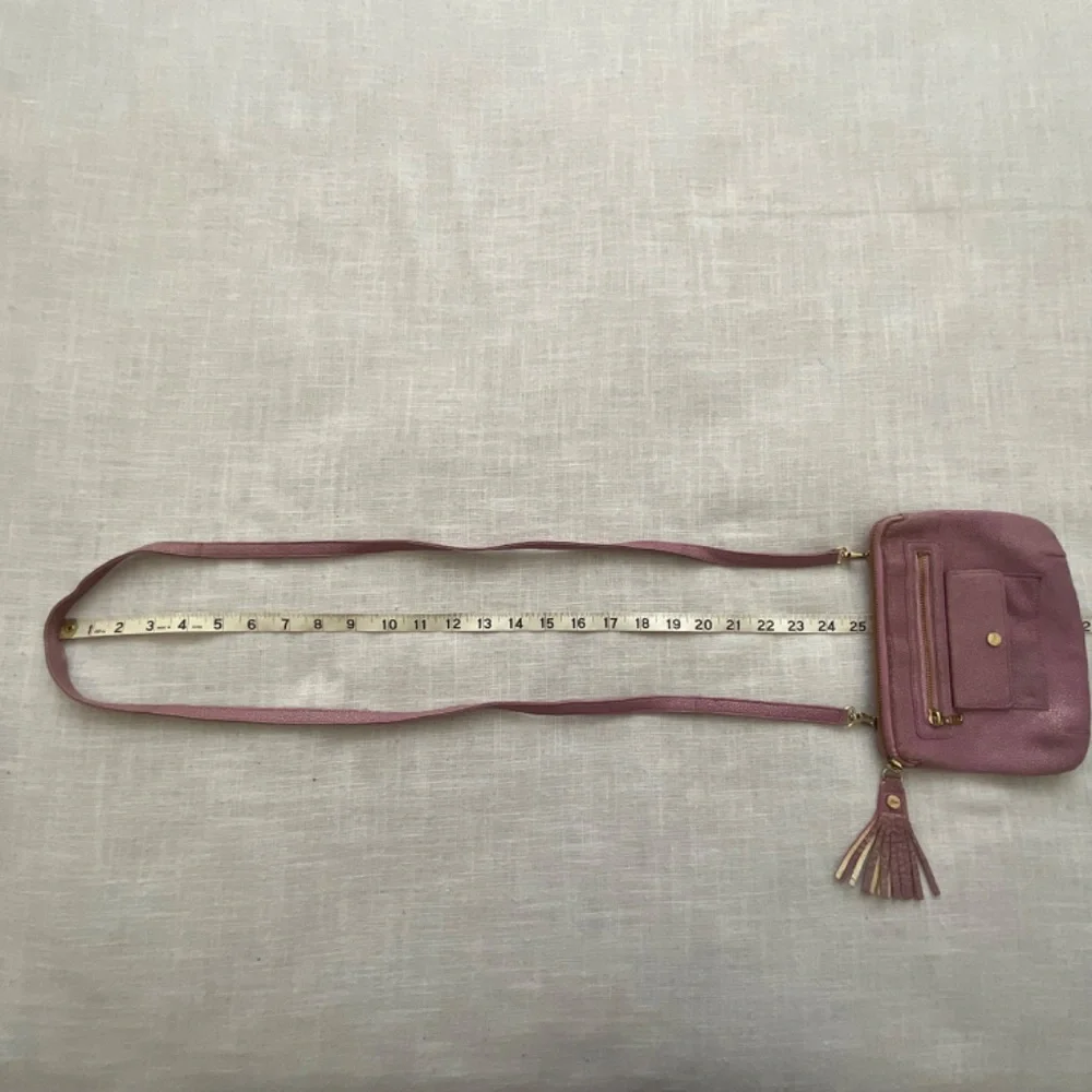 •Abas Pink Lavender Embossed Leather Crossbody Bag ZipClutch Pouch